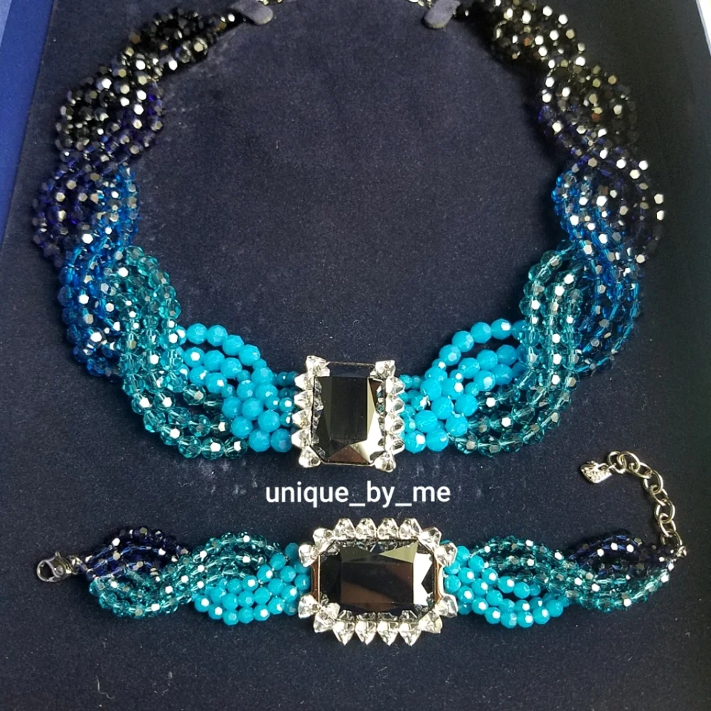 AUTHENTIC Swarovski Player Necklace & Bracelet SET RARE